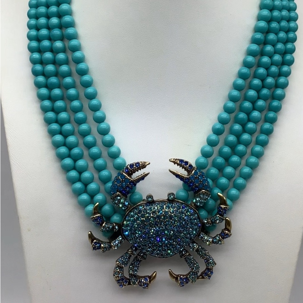 Heidi Daus rare blue crab necklace